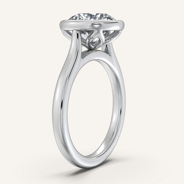 Round Tulip Bezel Engagement Ring | 18k White Gold