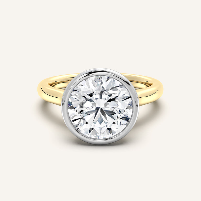 Round Tulip Bezel Engagement Ring in 14k Two Tone Gold