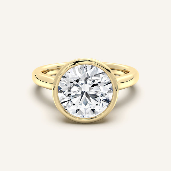 Round Tulip Bezel Engagement Ring | 14k Yellow Gold