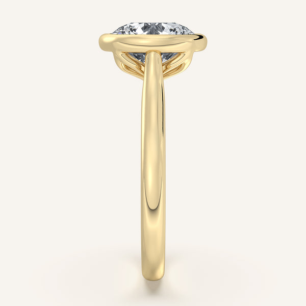 Round Tulip Bezel Engagement Ring | 18k Yellow Gold