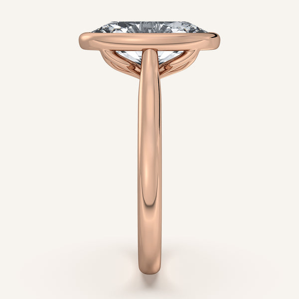 Moval Tulip Bezel Engagement Ring | 18k Rose Gold