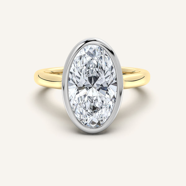 Moval Tulip Bezel Engagement Ring | 18k Two Tone Gold