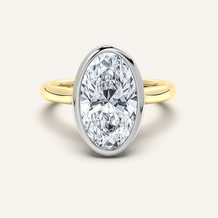 Image for Moval Tulip Bezel Engagement Ring | 14k Two Tone Gold