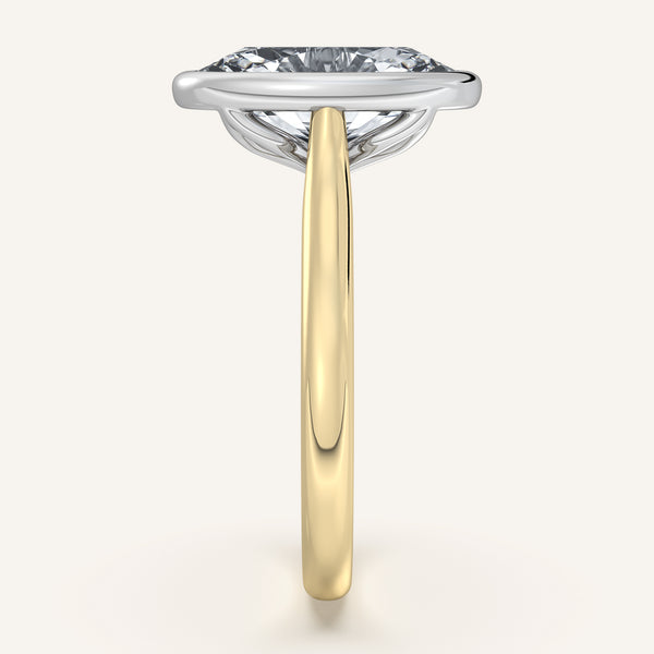 Moval Tulip Bezel Engagement Ring | 18k Two Tone Gold