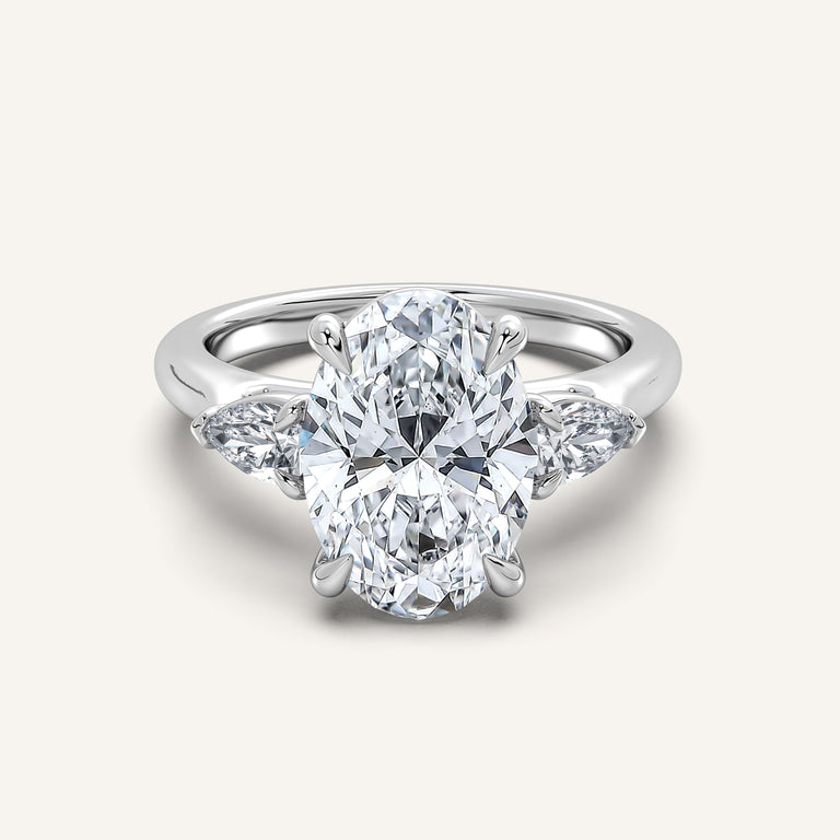Image for Oval Pear Shape Side Stone Ring | Platinum