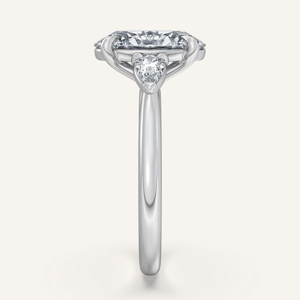 Oval Pear Shape Side Stone Ring | Platinum