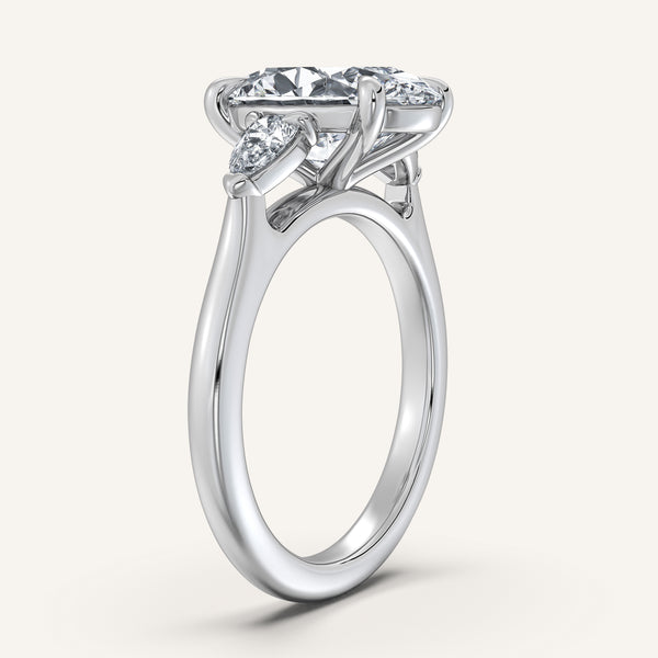 Oval Pear Shape Side Stone Ring | Platinum