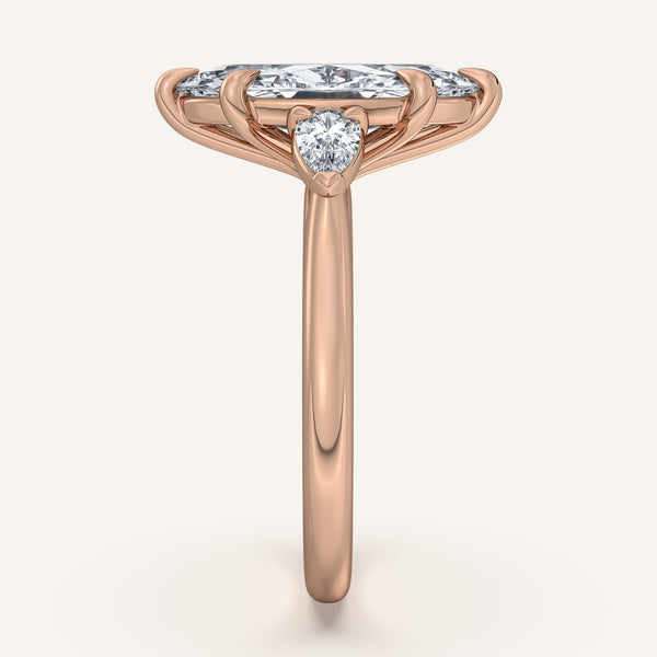 Marquise Pear Shape Side Stone Ring | 18k Rose Gold
