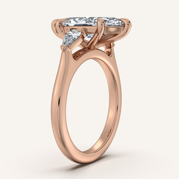 Marquise Pear Shape Side Stone Ring | 18k Rose Gold