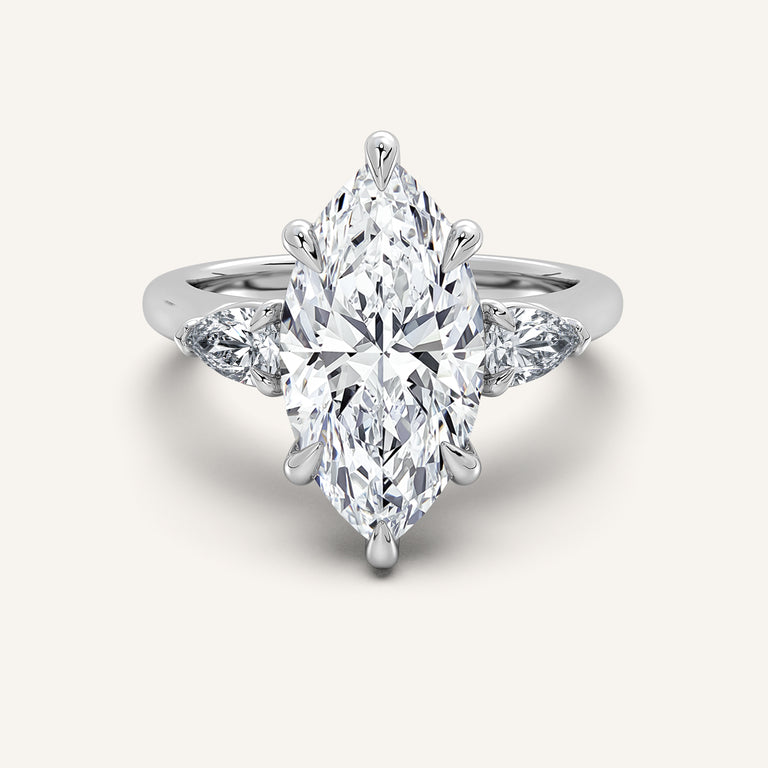 Image for Marquise Pear Shape Side Stone Ring | Platinum