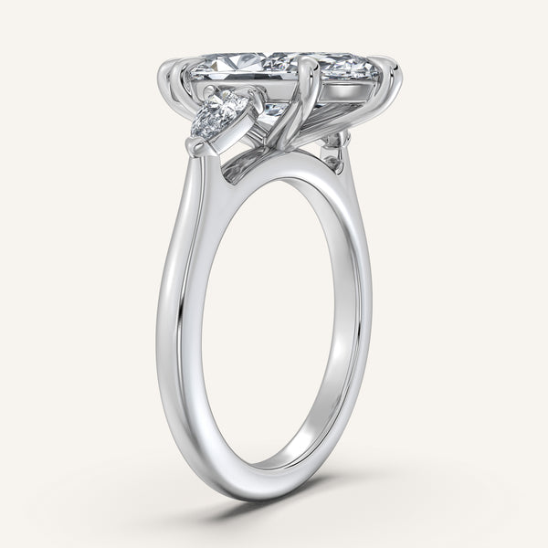 Marquise Pear Shape Side Stone Ring | 18k White Gold