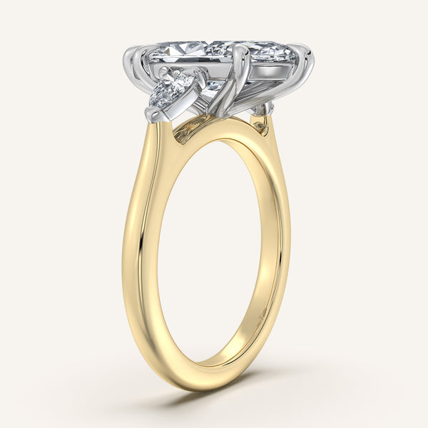 Marquise Pear Shape Side Stone Ring | 18k Two Tone Gold