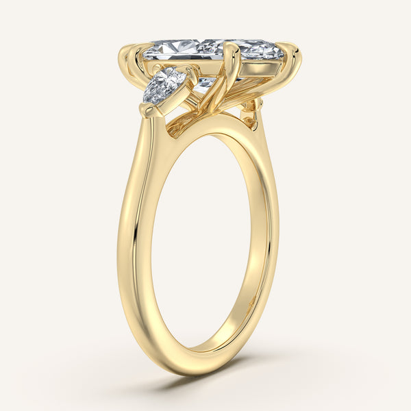 Marquise Pear Shape Side Stone Ring | 18k Yellow Gold