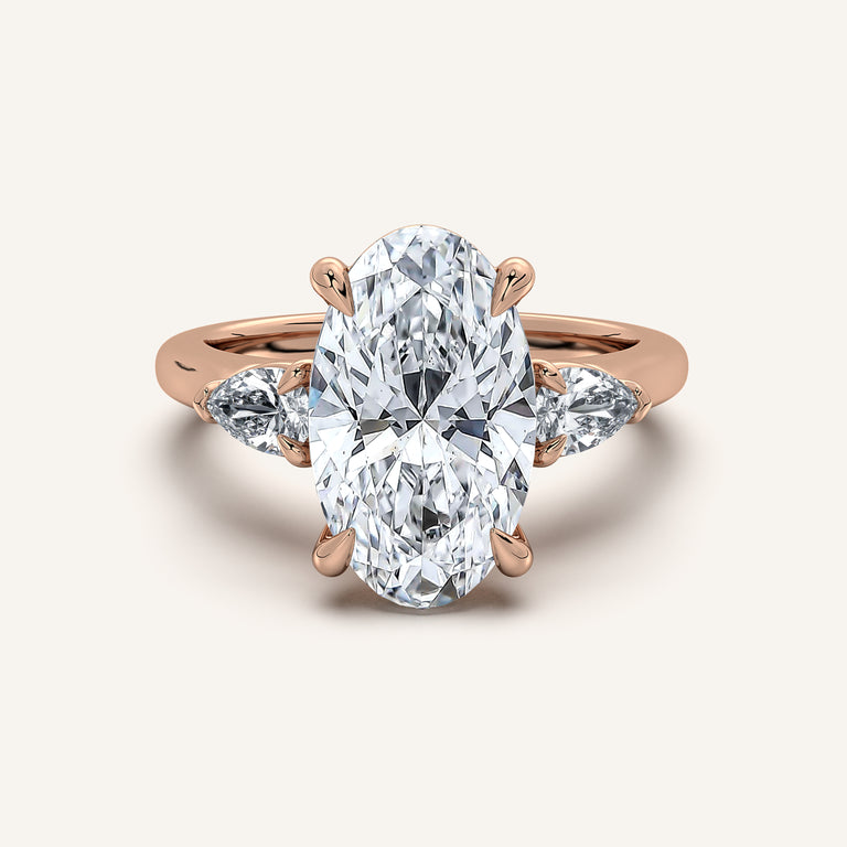 Image for Moval Pear Shape Side Stone Ring | 14k Rose Gold