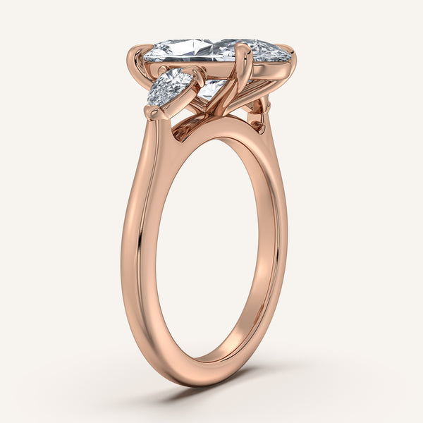 Moval Pear Shape Side Stone Ring | 18k Rose Gold
