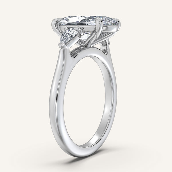 Moval Pear Shape Side Stone Ring | Platinum