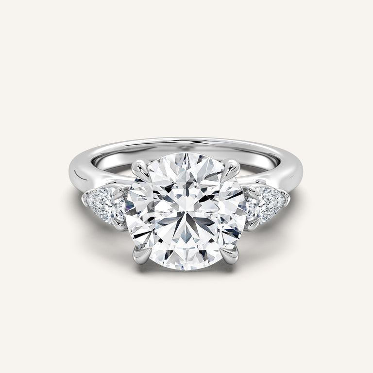 Image for Round Pear Shape Side Stone Ring | Platinum