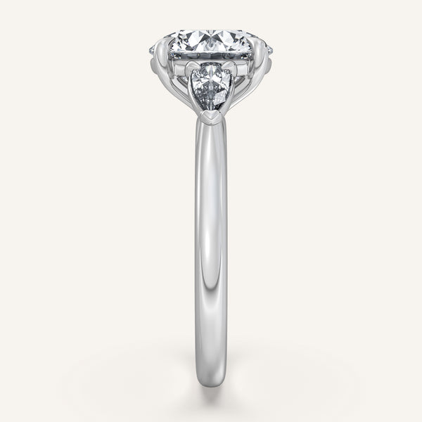 Round Pear Shape Side Stone Ring | Platinum