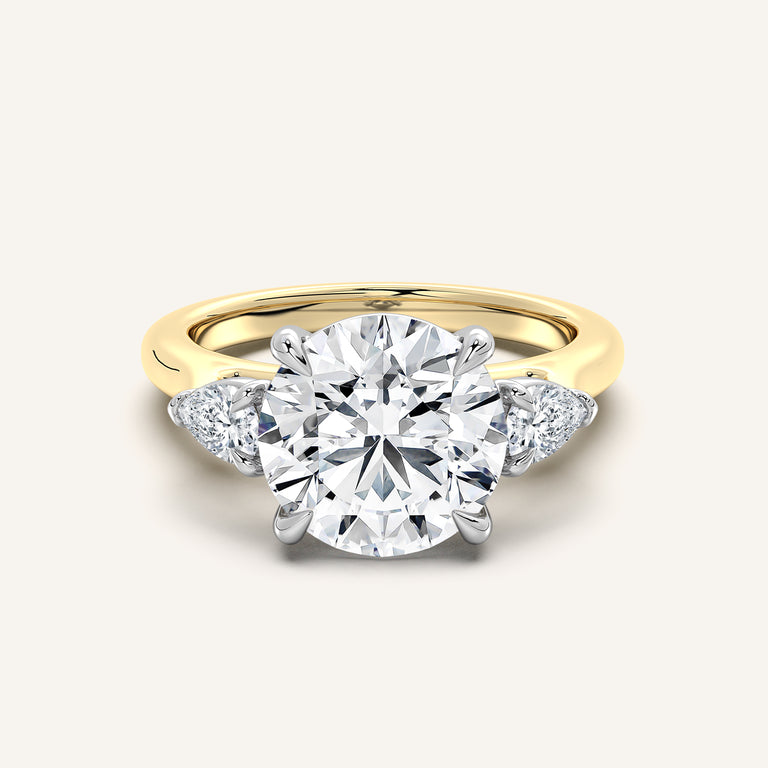 Image for Round Pear Shape Side Stone Ring | 18k Two Tone Gold