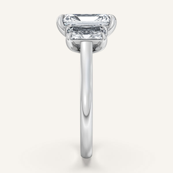 Three Stone Radiant Cut Engagement Ring | Platinum