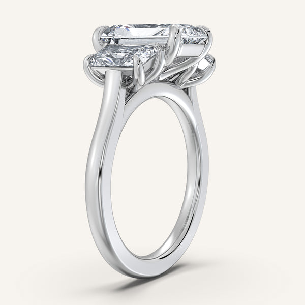 Three Stone Radiant Cut Engagement Ring | Platinum