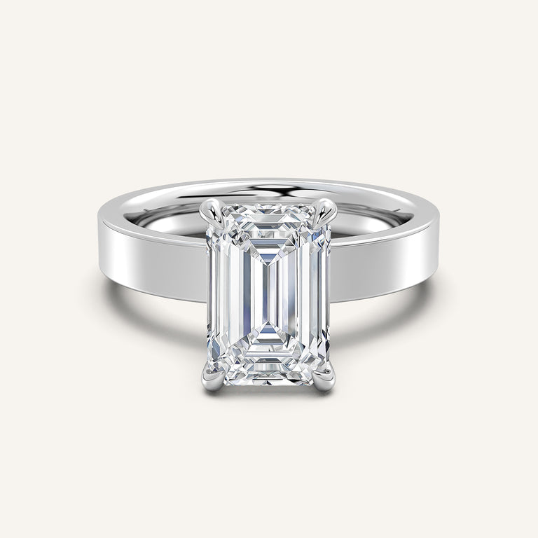Image for Emerald Cut Wide Band Hidden Halo Ring | Platinum