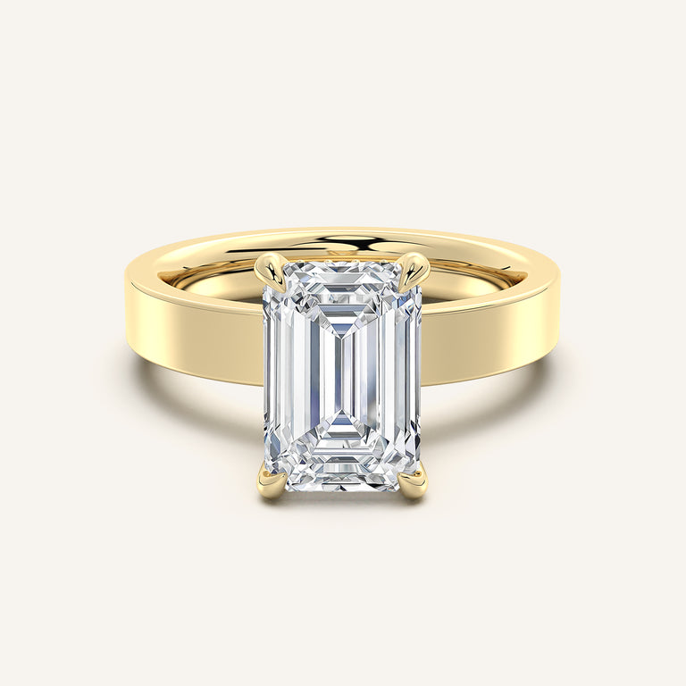 Image for Emerald Cut Wide Band Hidden Halo Ring | 14k Yellow Gold