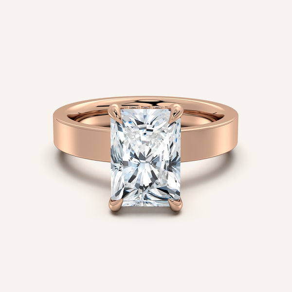 Radiant Cut Wide Band Hidden Halo Ring | 18k Rose Gold