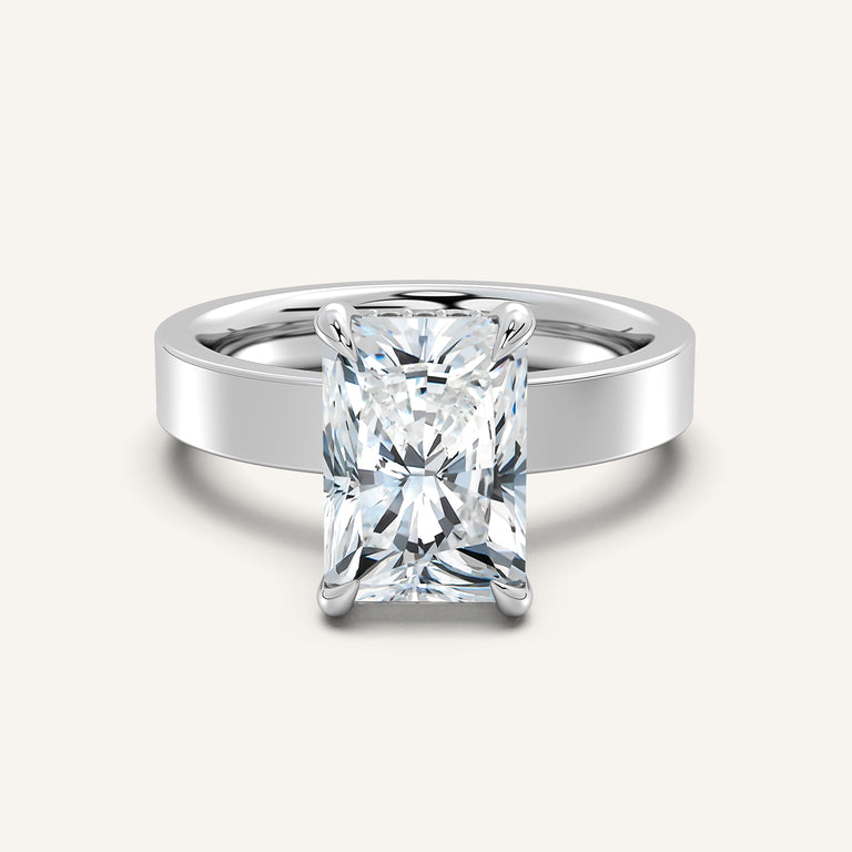 Image for Radiant Cut Wide Band Hidden Halo Ring | Platinum