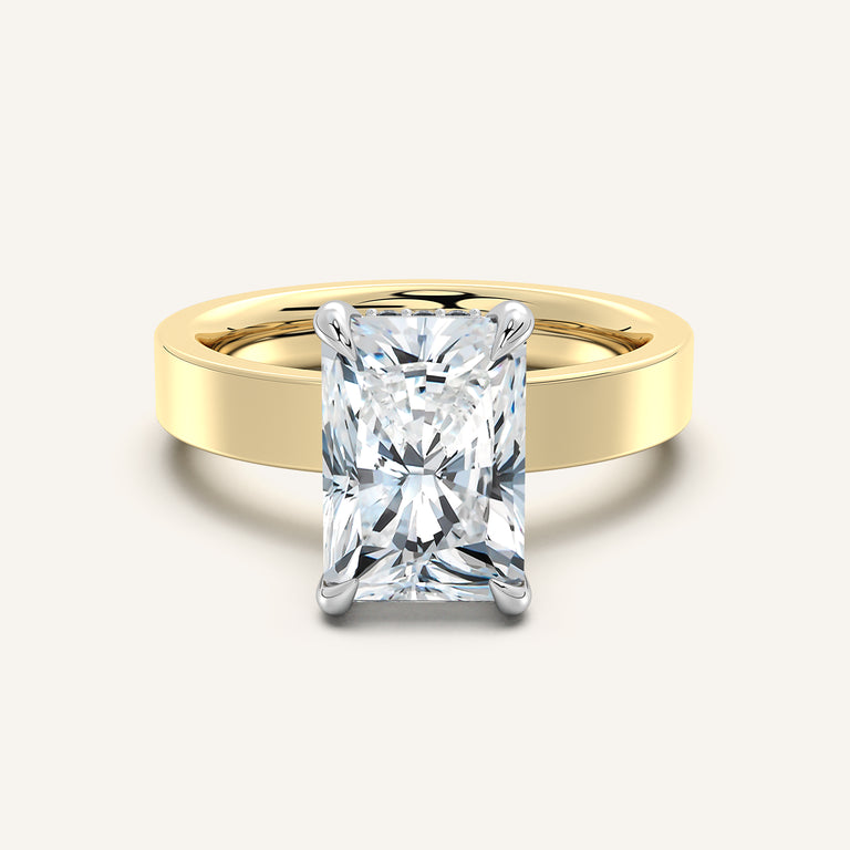 Image for Radiant Cut Wide Band Hidden Halo Ring | 18k Two Tone Gold