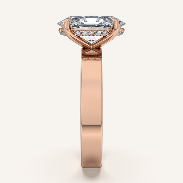 Oval Wide Band Hidden Halo Ring | 18k Rose Gold