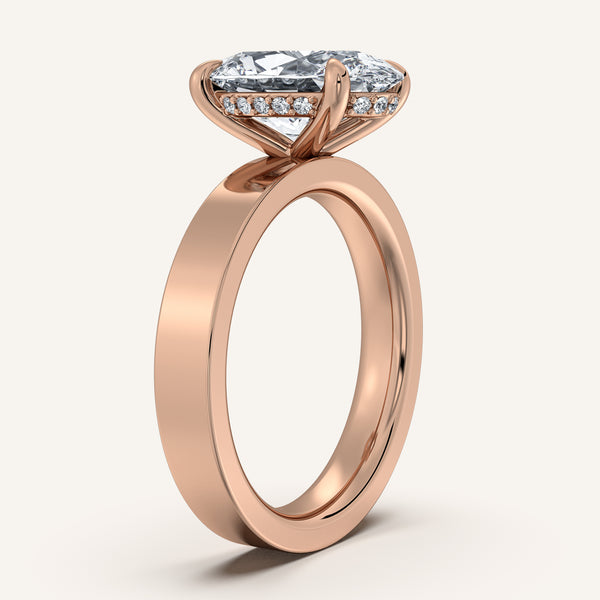Oval Wide Band Hidden Halo Ring | 14k Rose Gold