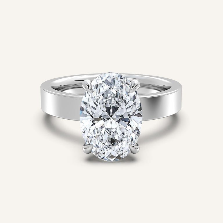 Image for Oval Wide Band Hidden Halo Ring | 14k White Gold