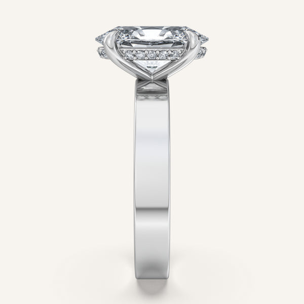 Oval Wide Band Hidden Halo Ring | Platinum