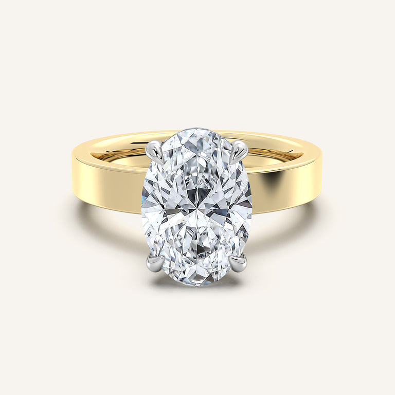 Image for Oval Wide Band Hidden Halo Ring | 18k Two Tone Gold