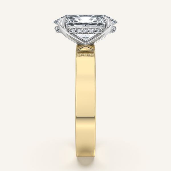 Oval Wide Band Hidden Halo Ring | 14k Two Tone Gold