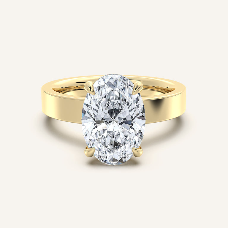 Image for Oval Wide Band Hidden Halo Ring | 18k Yellow Gold