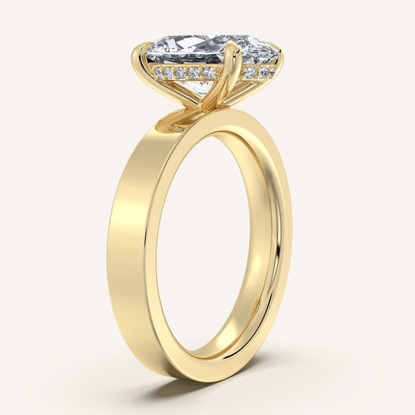 Oval Wide Band Hidden Halo Ring | 18k Yellow Gold