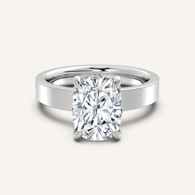 Image for Cushion Cut Wide Band Hidden Halo Ring | Platinum