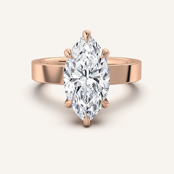 Marquise Wide Band Hidden Halo Ring | 14k Rose Gold