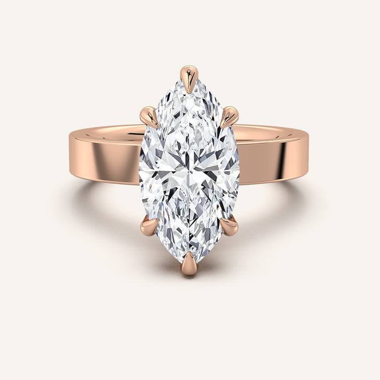 Image for Marquise Wide Band Hidden Halo Ring | 18k Rose Gold