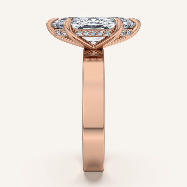 Marquise Wide Band Hidden Halo Ring | 14k Rose Gold