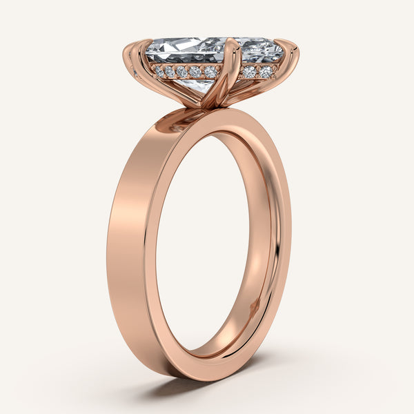 Marquise Wide Band Hidden Halo Ring | 14k Rose Gold