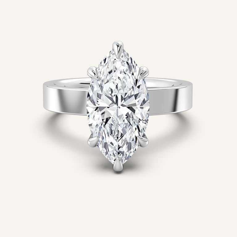 Image for Marquise Wide Band Hidden Halo Ring | Platinum