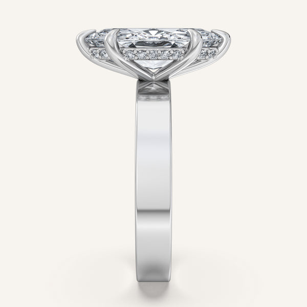 Marquise Wide Band Hidden Halo Ring | 18k White Gold