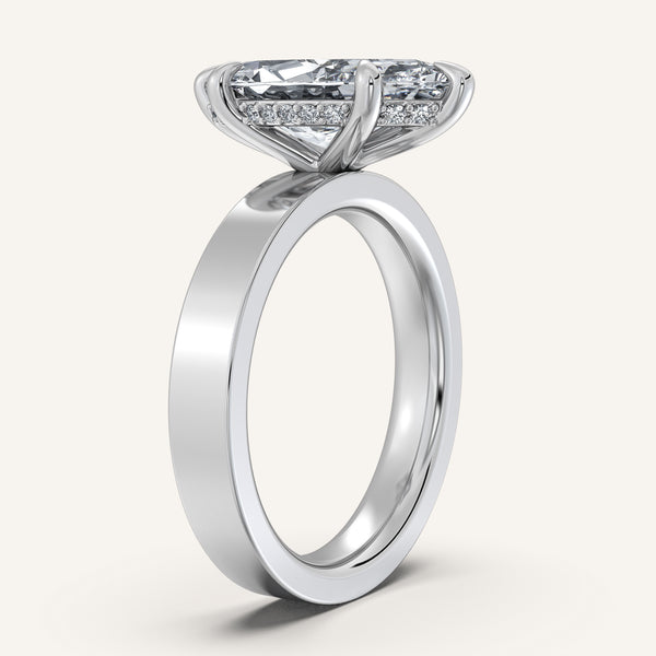 Marquise Wide Band Hidden Halo Ring | Platinum