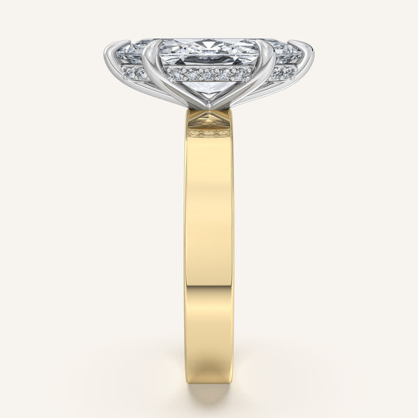 Marquise Wide Band Hidden Halo Ring | 18k Two Tone Gold