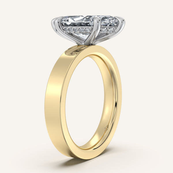 Marquise Wide Band Hidden Halo Ring | 18k Two Tone Gold