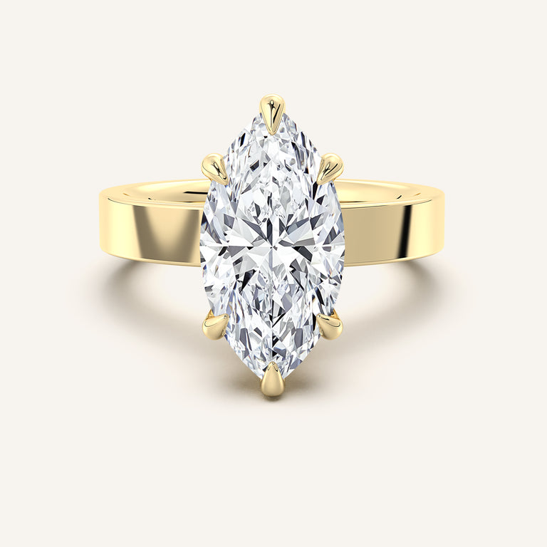 Image for Marquise Wide Band Hidden Halo Ring | 14k Yellow Gold