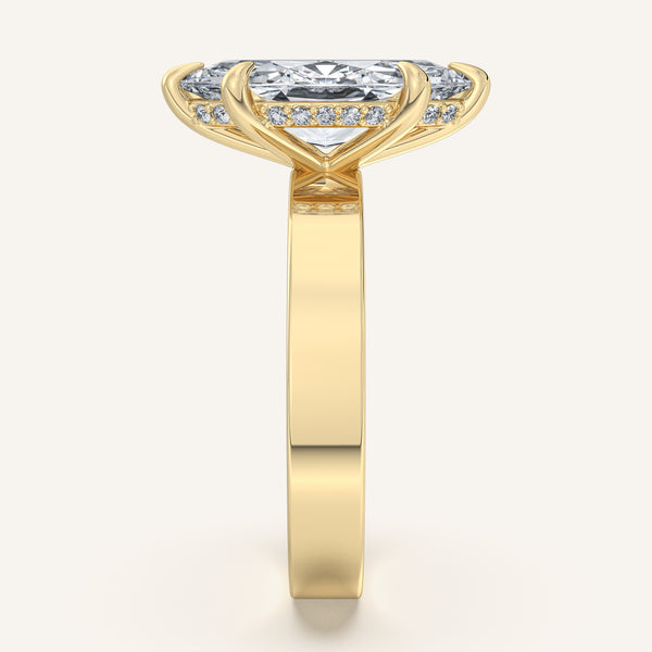 Marquise Wide Band Hidden Halo Ring | 18k Yellow Gold